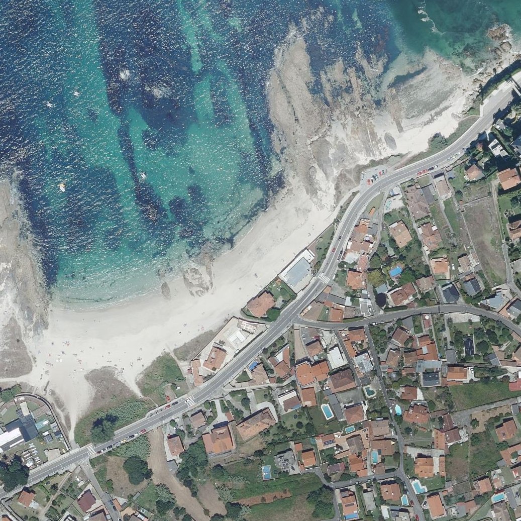 Aerial map of Praia de Coruxo
