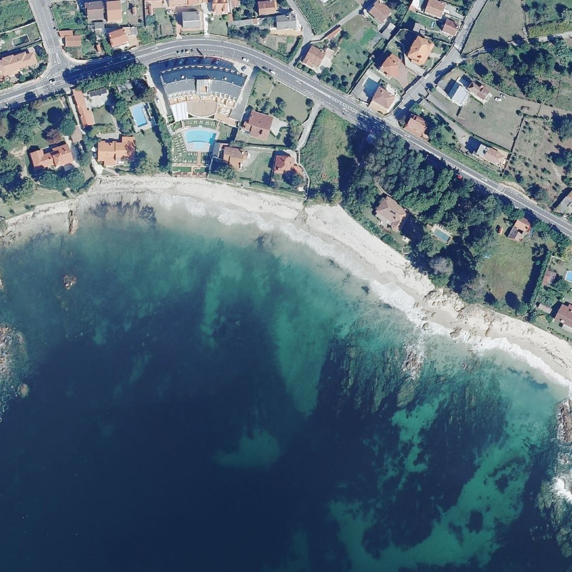 Aerial map of Praia de Nanín