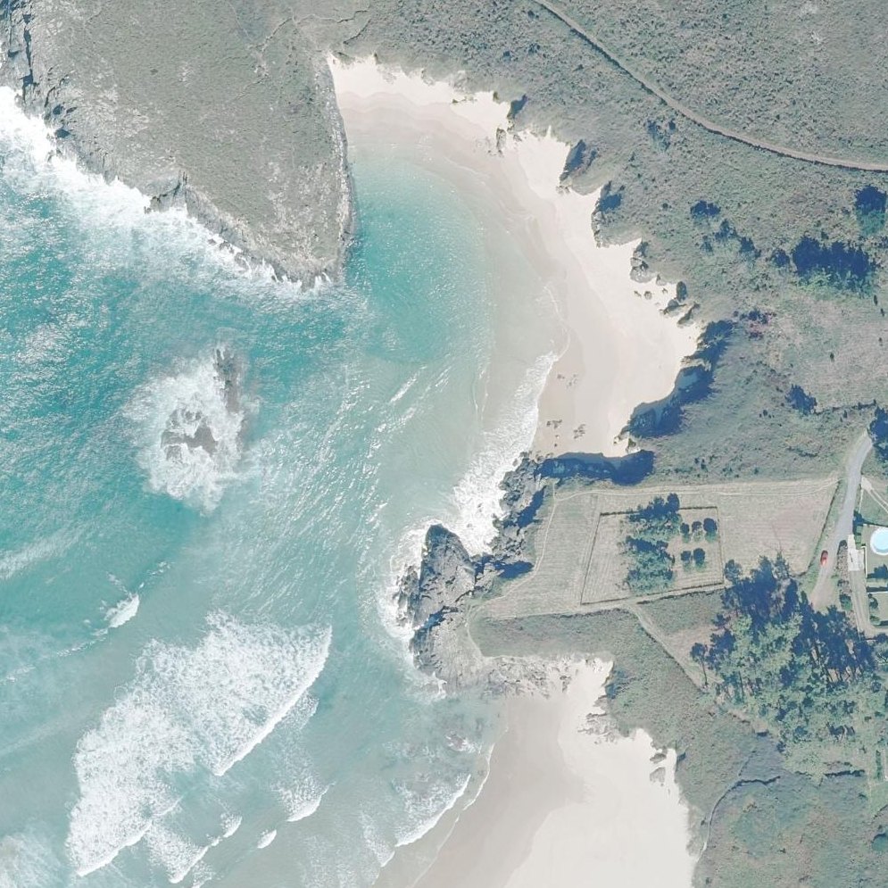 Aerial map of Praia de Porto Carrizo
