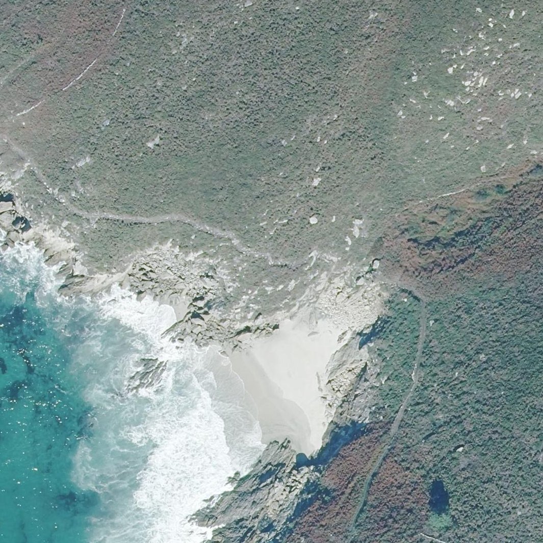 Aerial map of Praia de Riocovo