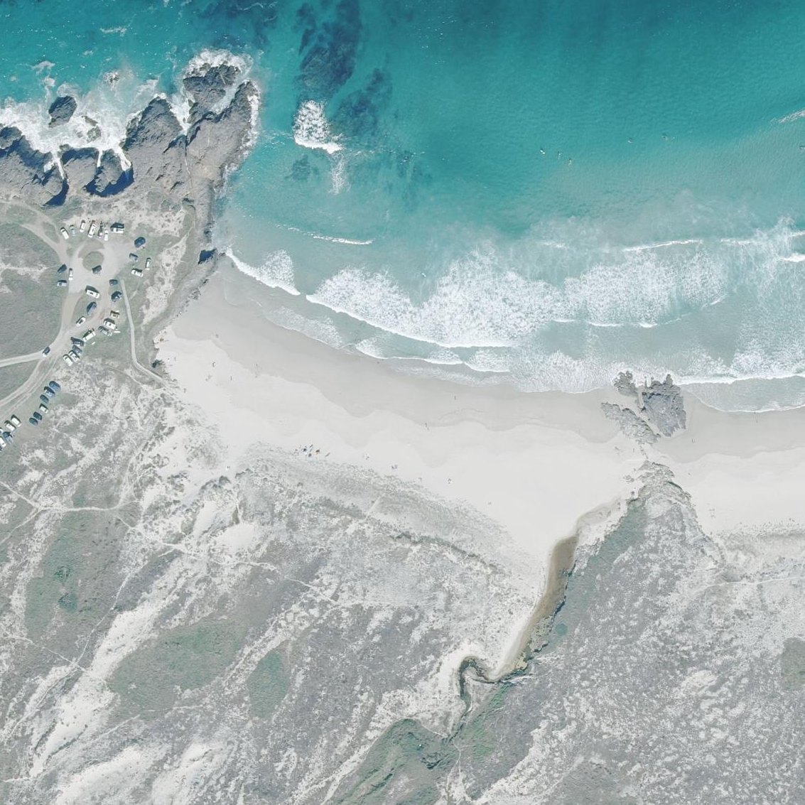 Aerial map of Praia de Santa Comba
