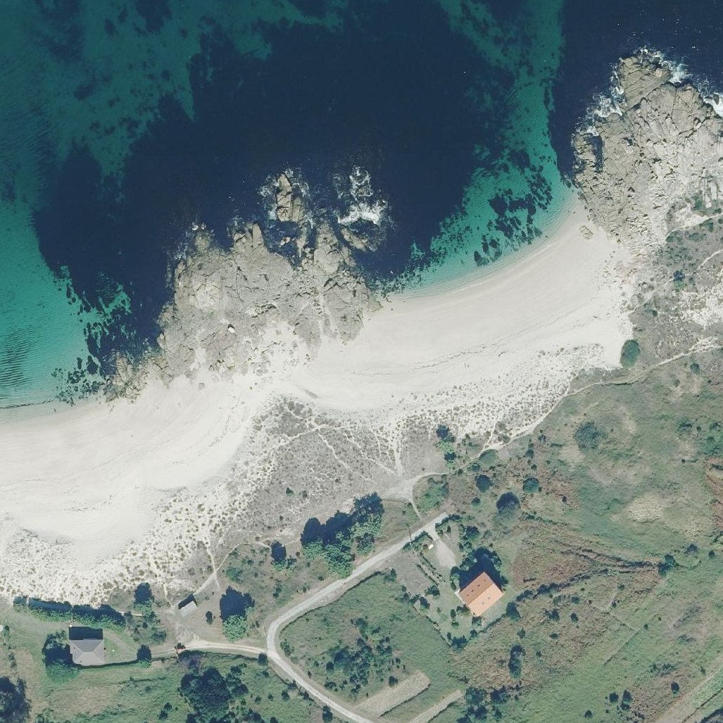Aerial map of Praia do Cancelo