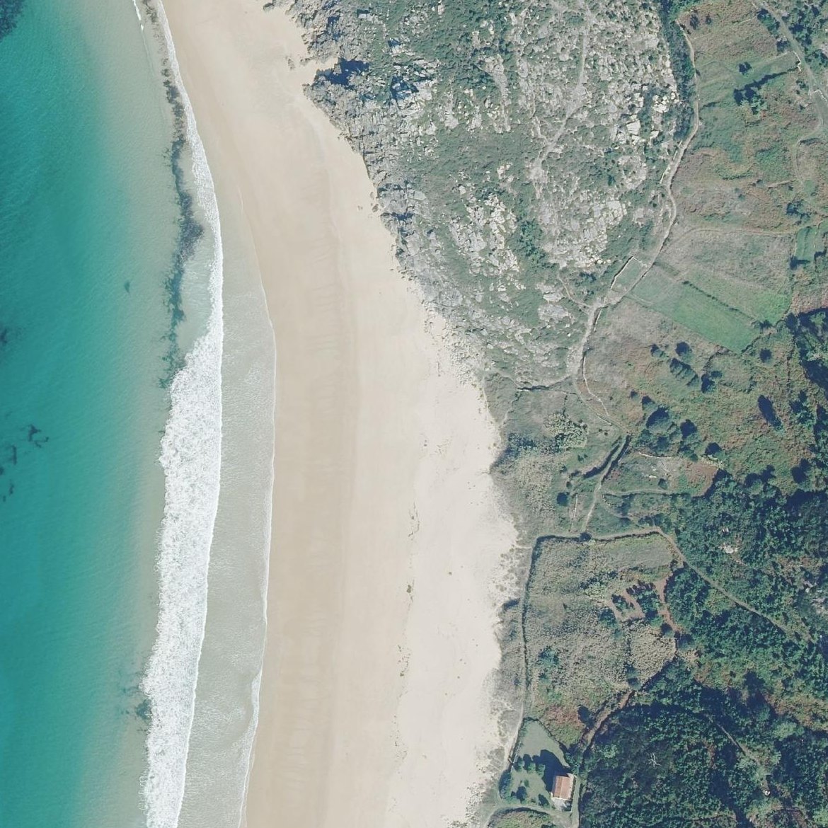Aerial map of Praia do Castro de Baroña