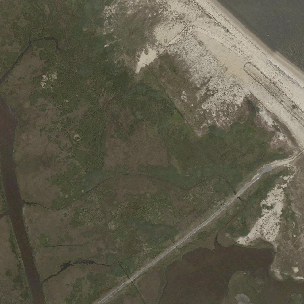 Aerial map of Prime Hook National Wildlife Refuge Beach Access