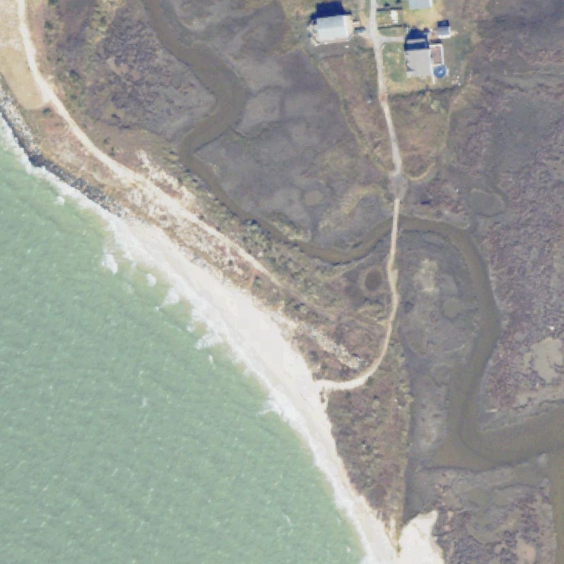 Aerial map of Public Beach of Tangier Island
