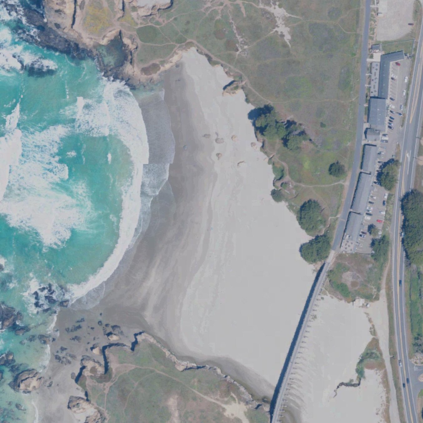 Aerial map of Pudding Creek Beach