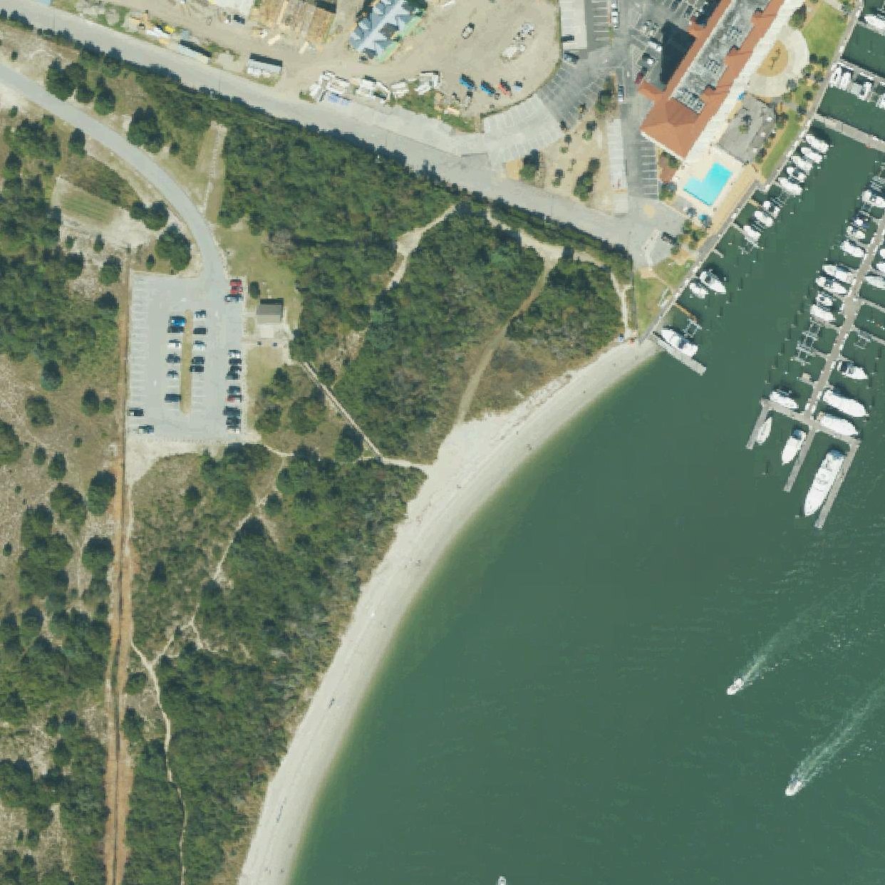 Aerial map of Radio Island Public Beach Access