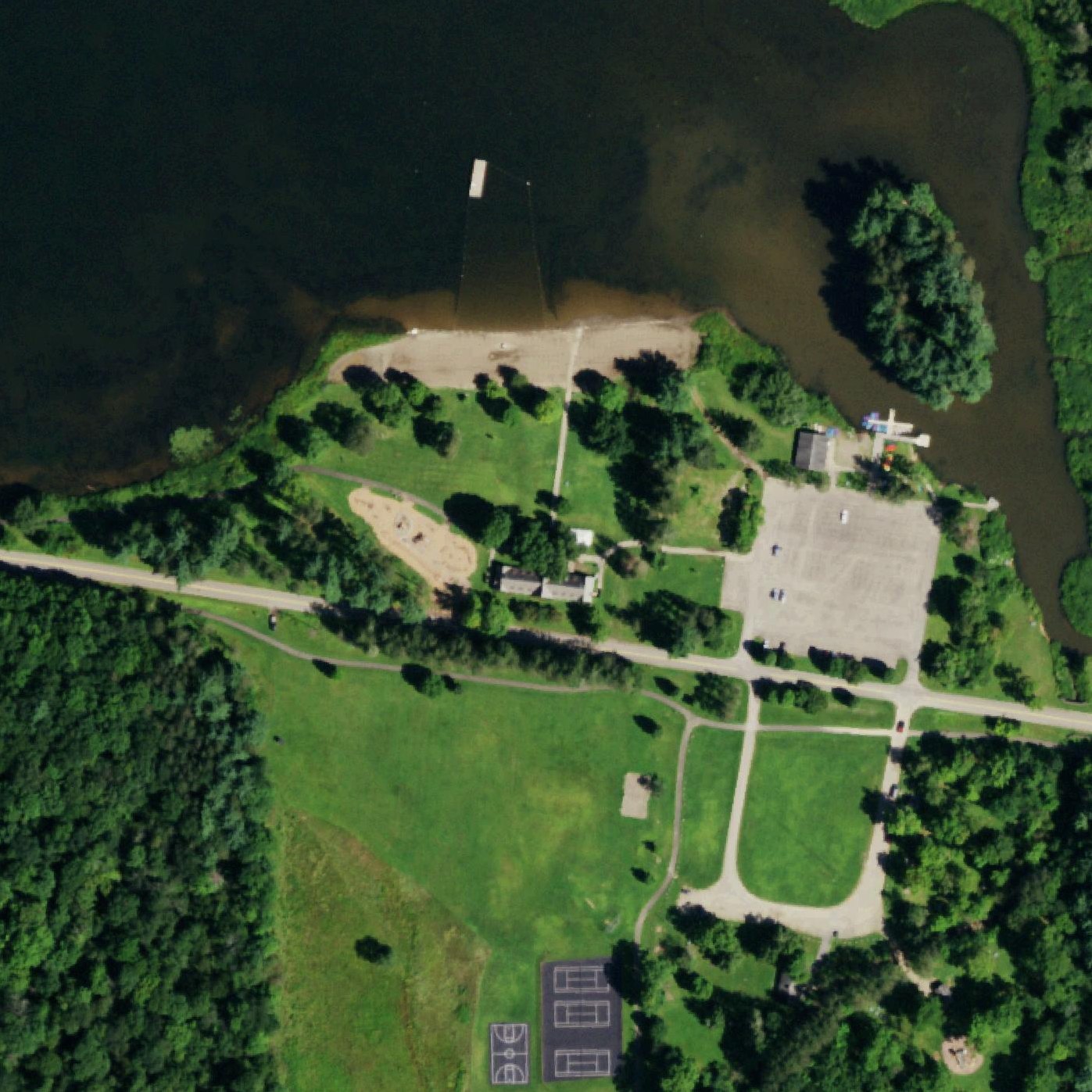 Aerial map of Red House Beach at Allegany State Park
