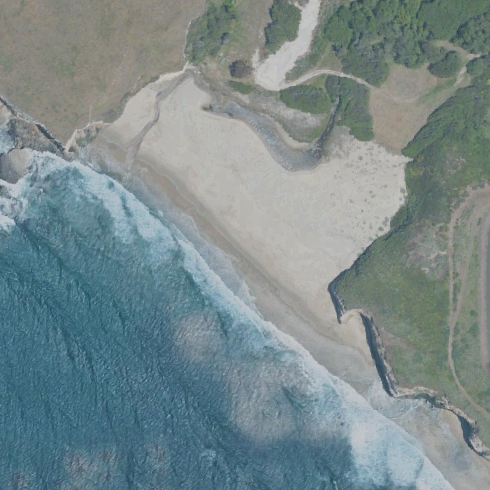 Aerial map of Red, White and Blue Beach