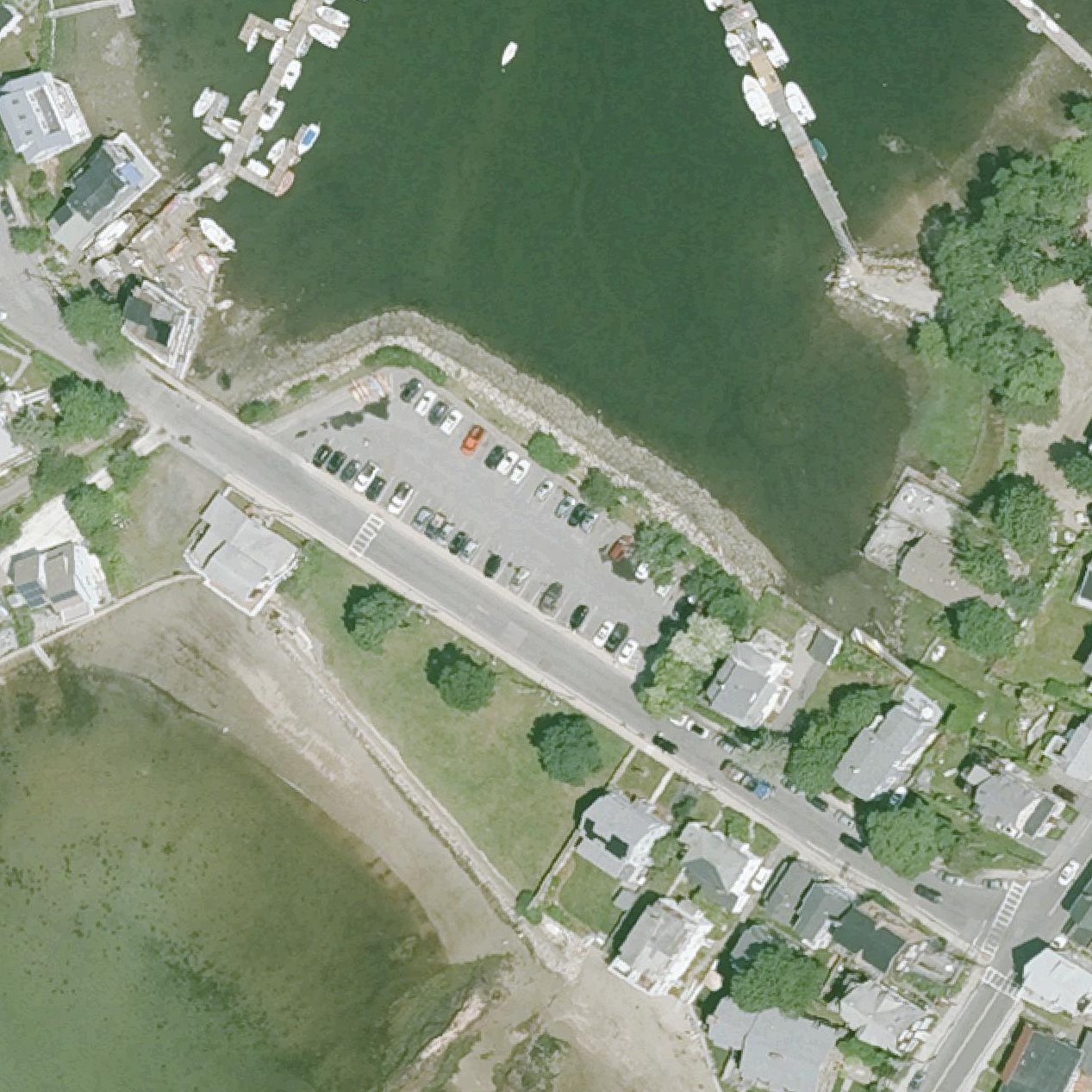 Aerial map of Rocky Neck beach