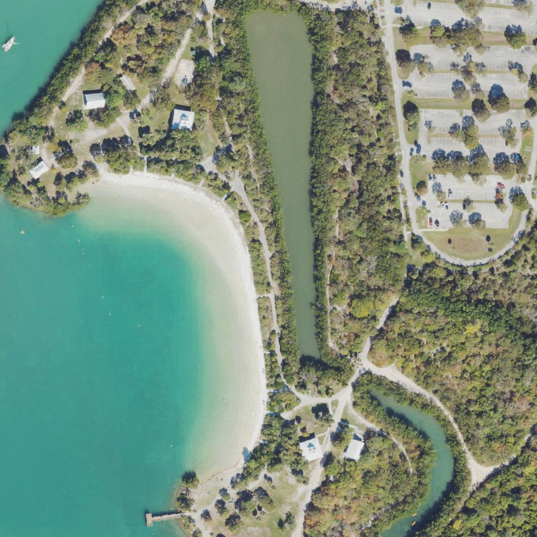 Aerial map of Sandy Beach at Oleta River State Park