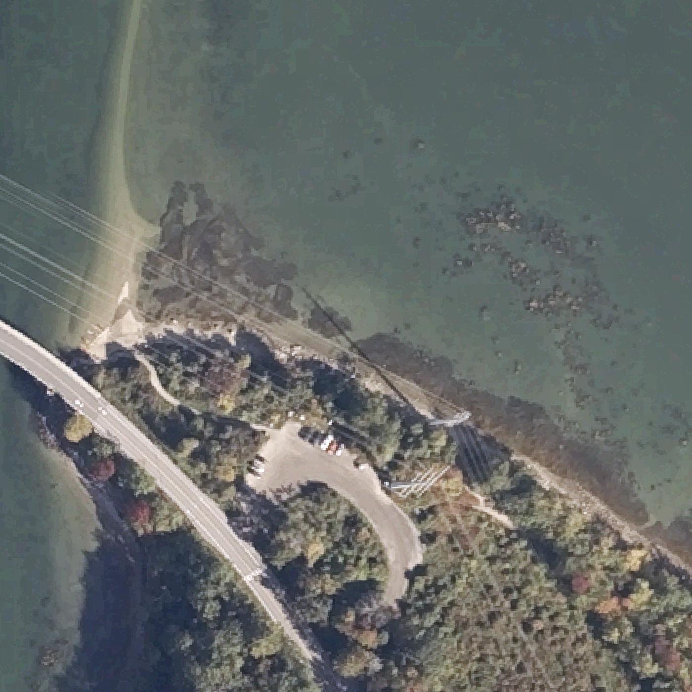 Aerial map of Sandy Point Beach