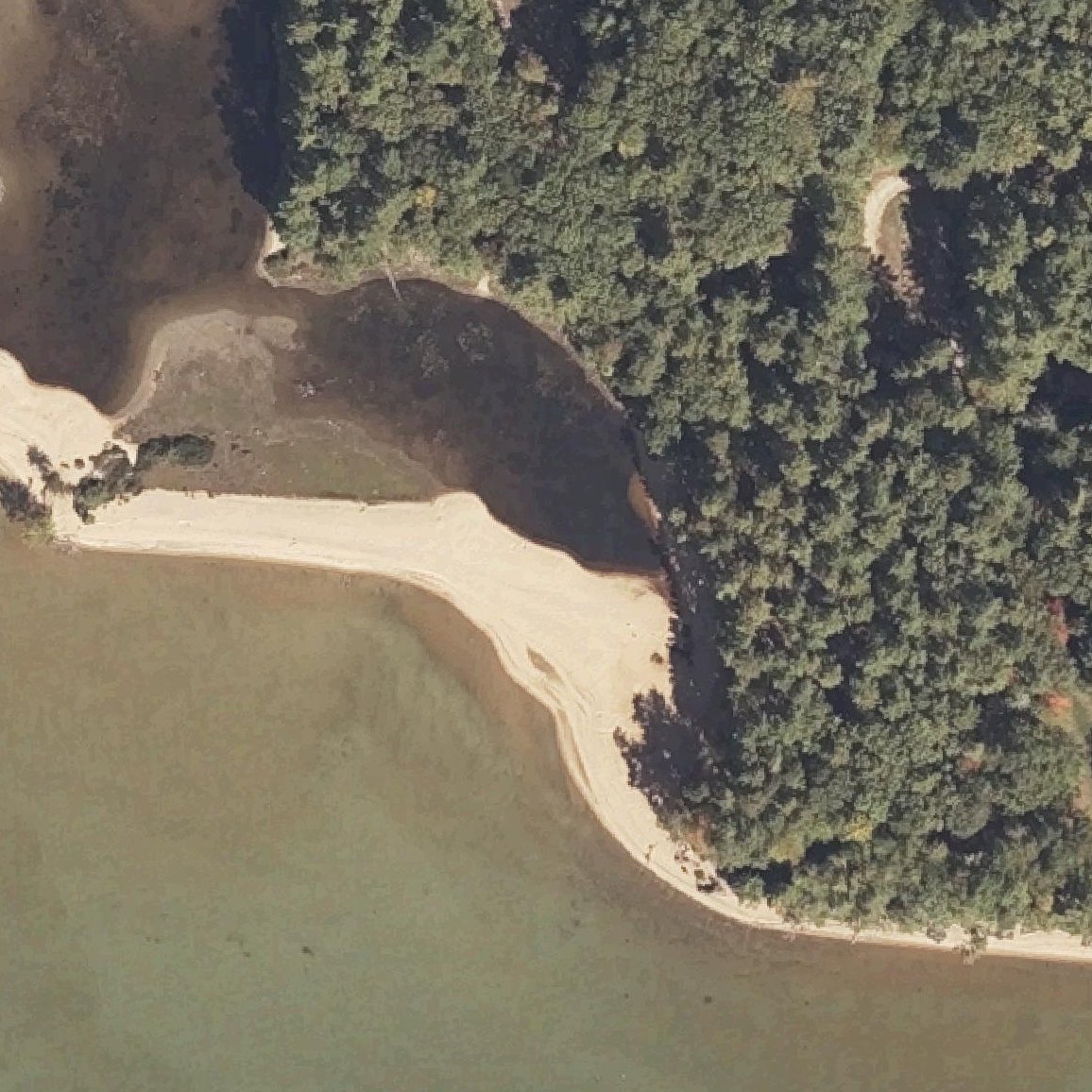 Aerial map of Sebago Lake state park beach