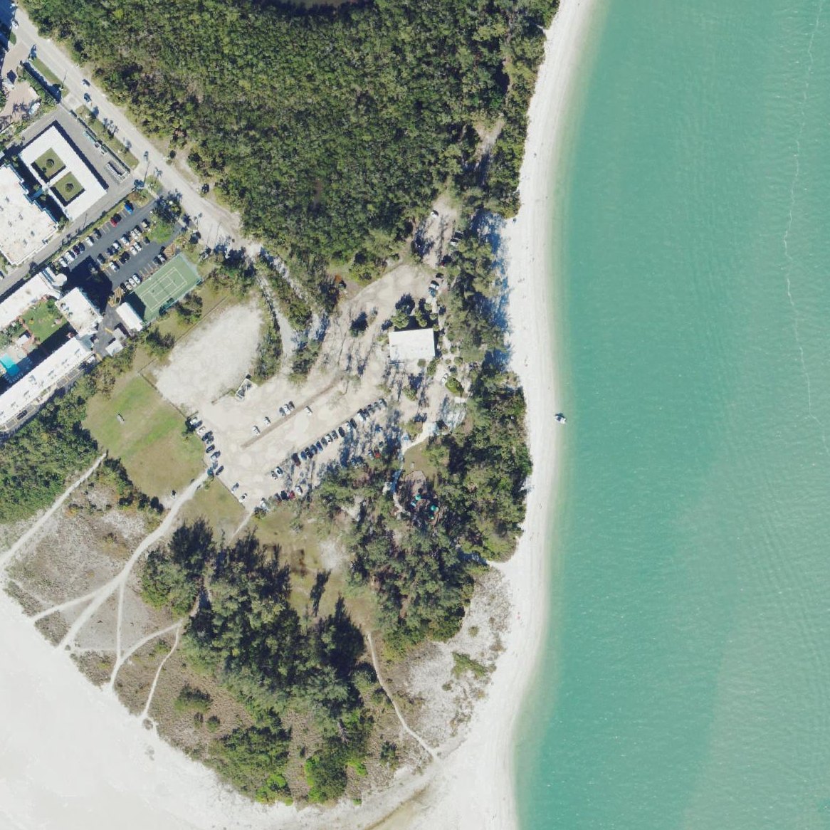 Aerial map of South Lido Key Beach Park on the Gulf
