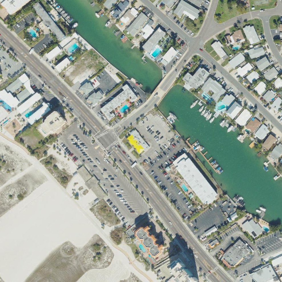Aerial map of Treasure Island Public Beach & Snack Bar