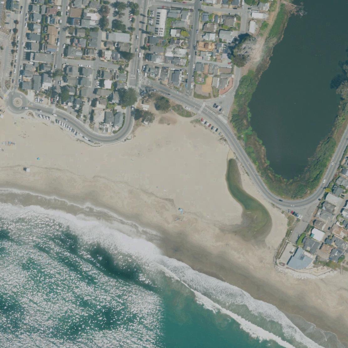 Aerial map of Twin Lakes State Beach