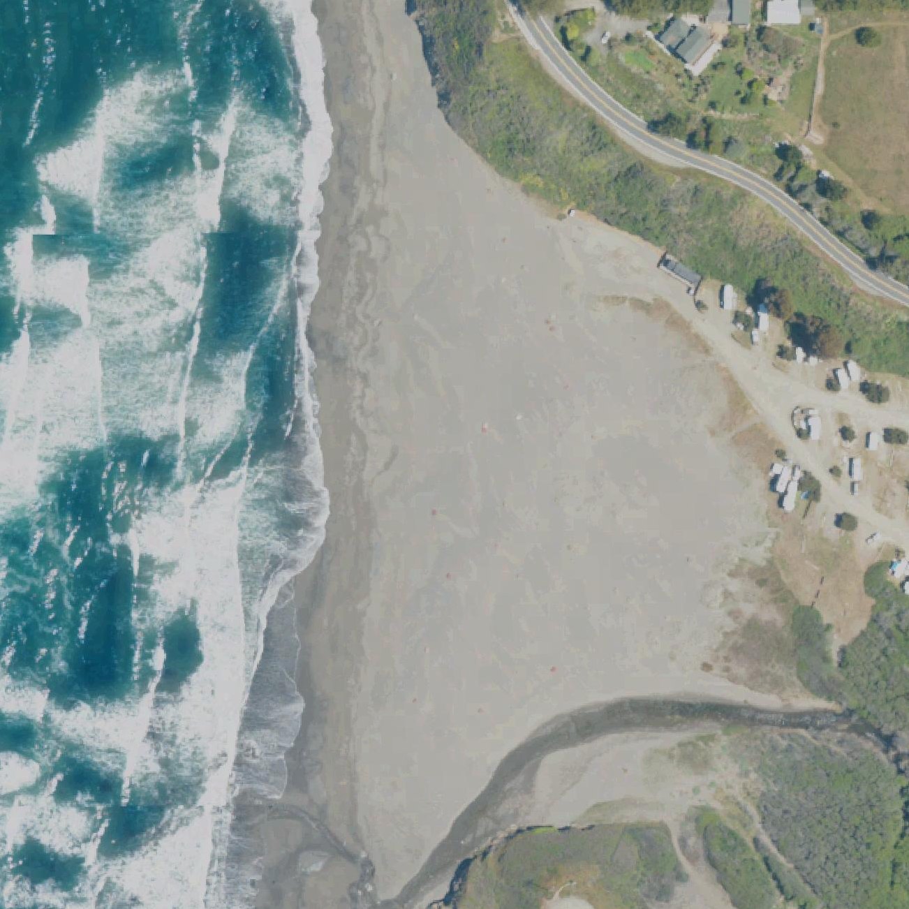 Aerial map of Wages Creek Beach