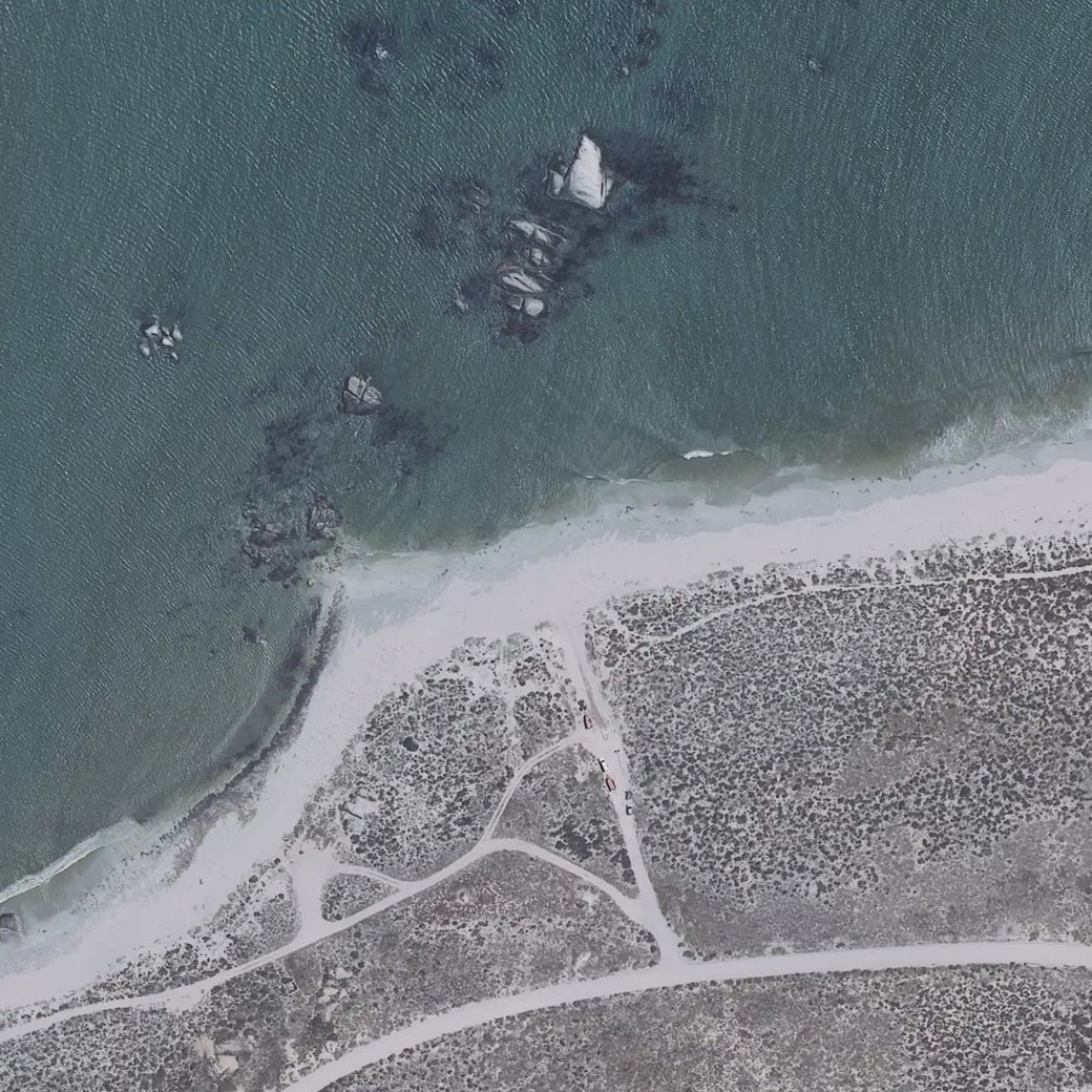 Aerial map of West Coast peninsula beach