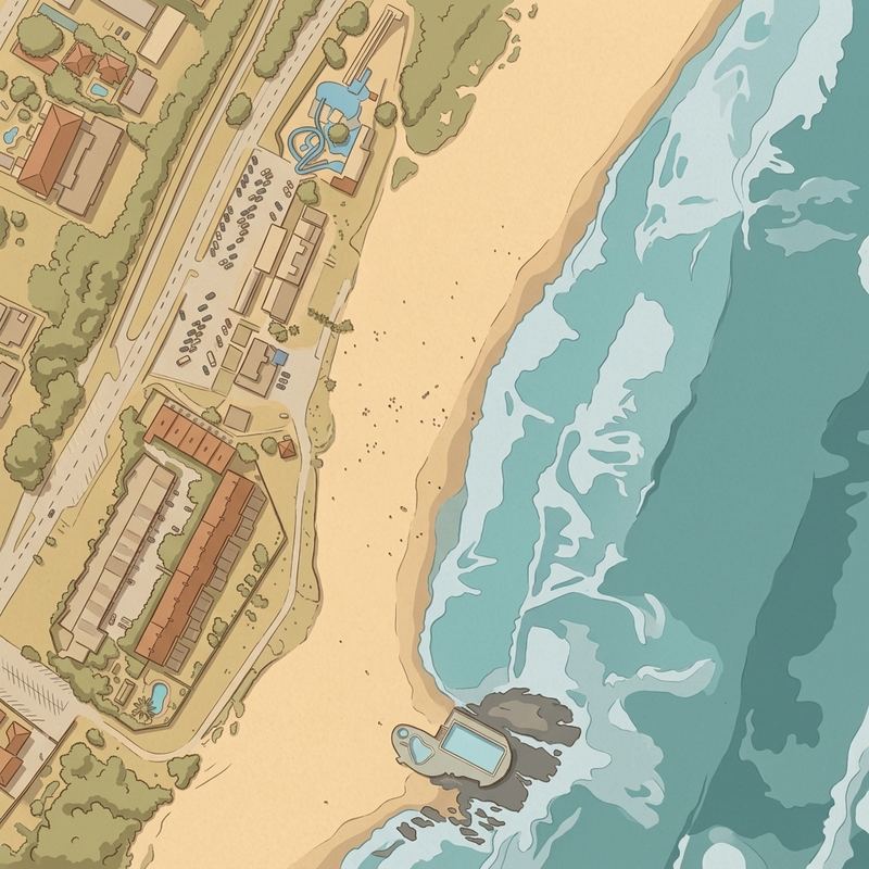 Aerial map of Amanzimtoti Beach