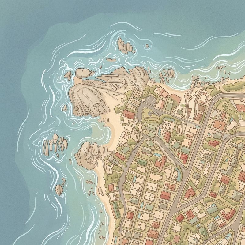 Aerial map of Bakoven Beach