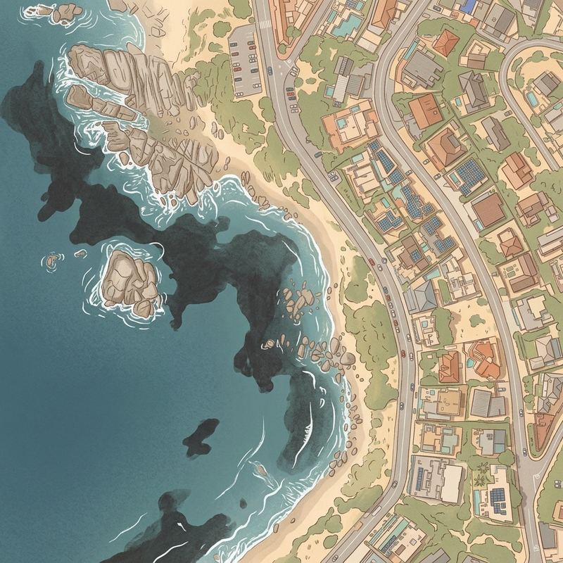 Aerial map of Bali Beach Cape Town