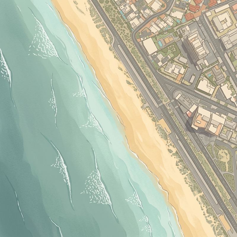 Aerial map of Bloubergstrand Beach