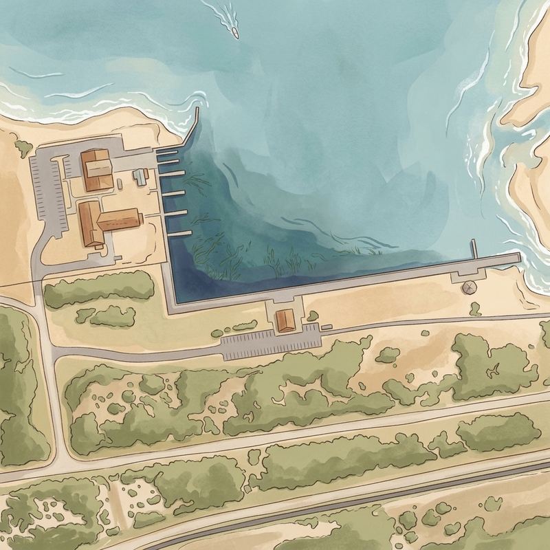 Aerial map of Boat Basin West End - Jones Beach State Park NY