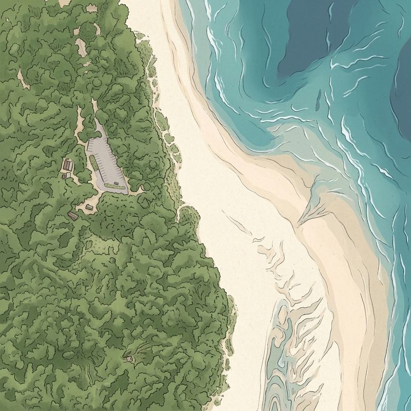 Aerial map of Cape Vidal Beach & Launch Site