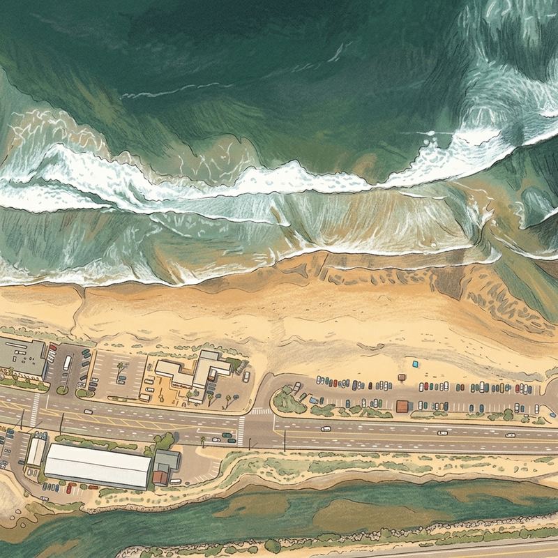 Aerial map of Cardiff Beach