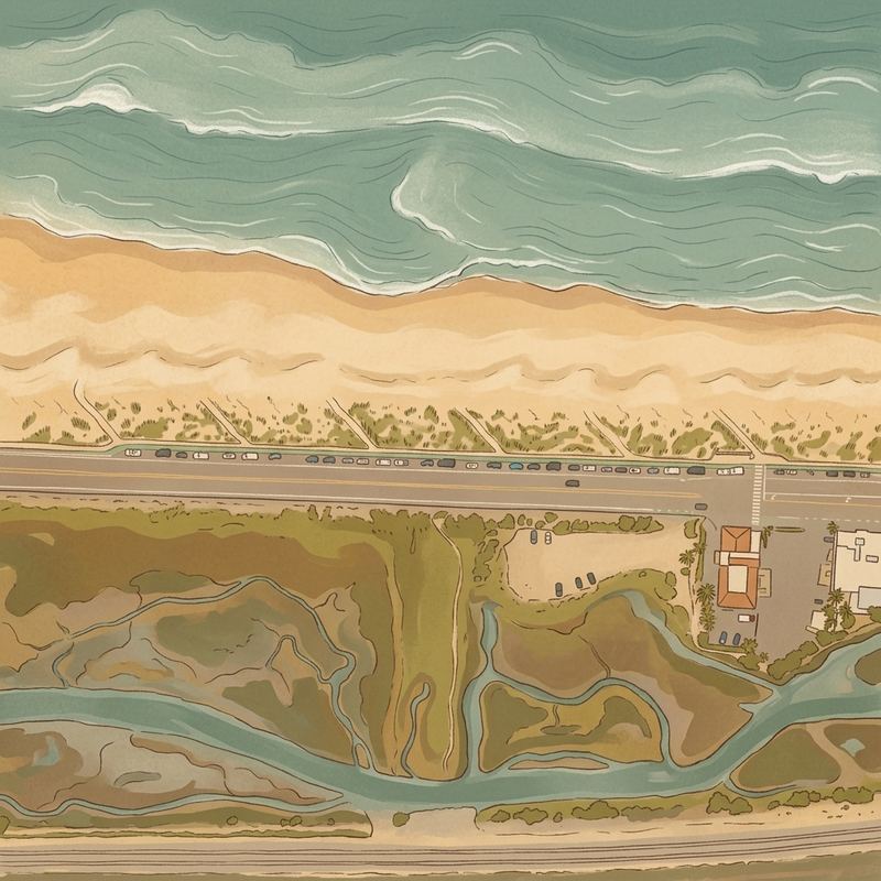 Aerial map of Cardiff State Beach