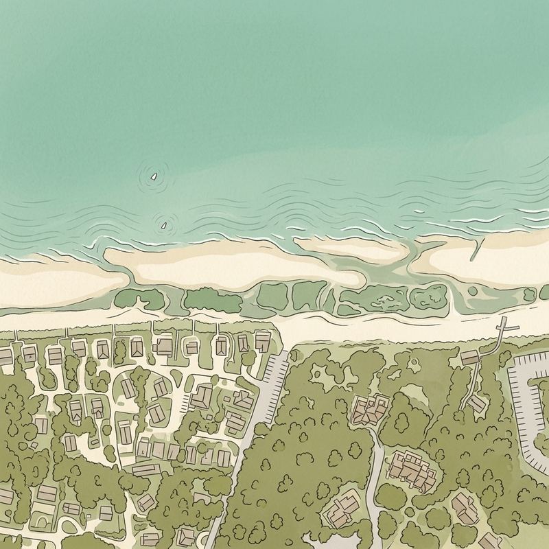 Aerial map of Ellis Landing beach