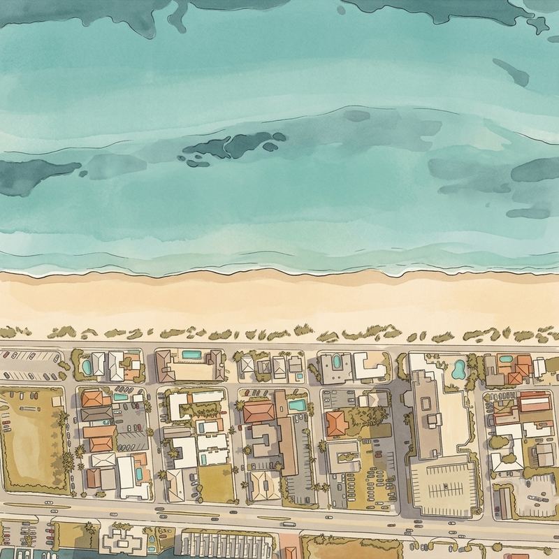 Aerial map of Hollywood Beach
