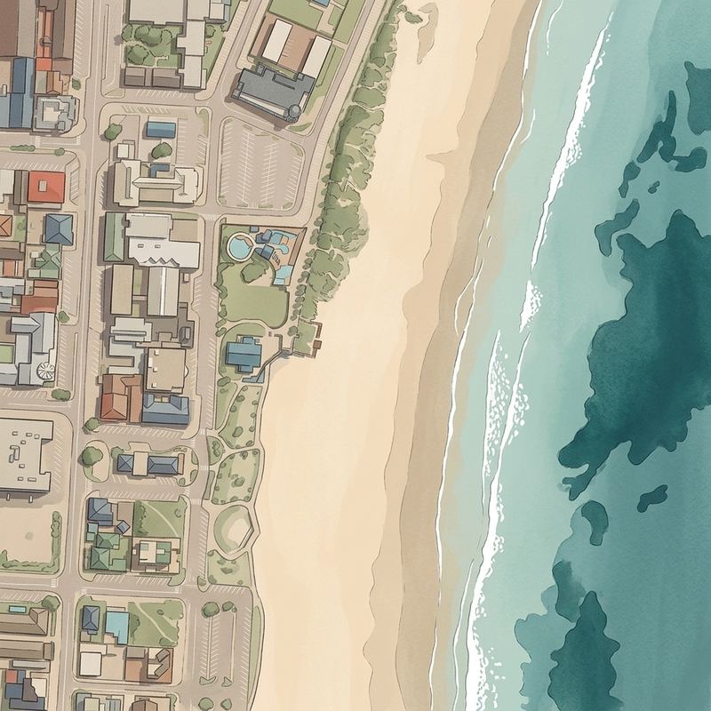 Aerial map of Jeffreys Bay Main Beach