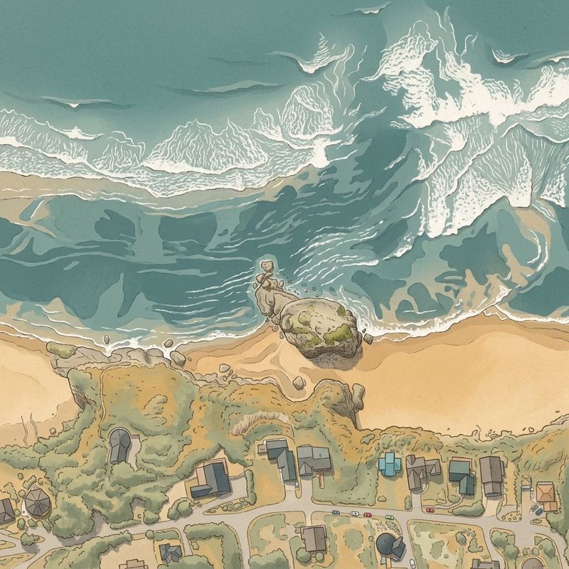Aerial map of Kiwanda Beach