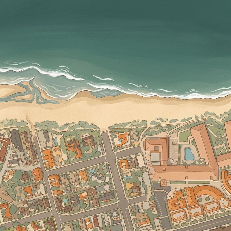 Aerial map of Marine Street Beach