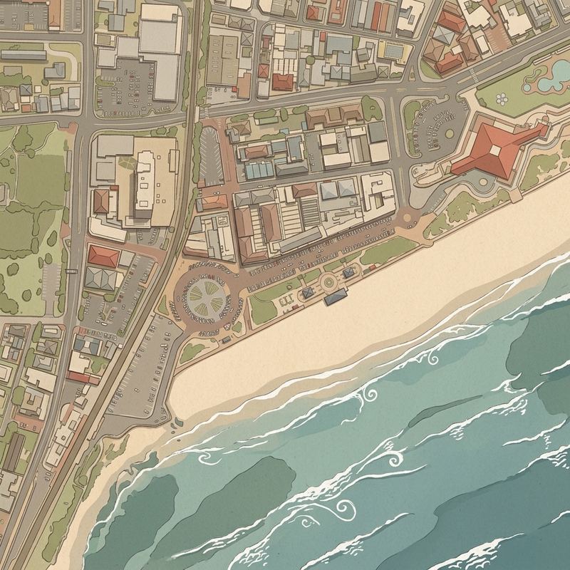 Aerial map of Muizenberg Beach