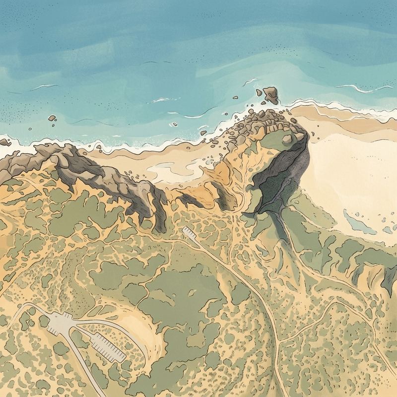 Aerial map of Pirate's Cove Beach