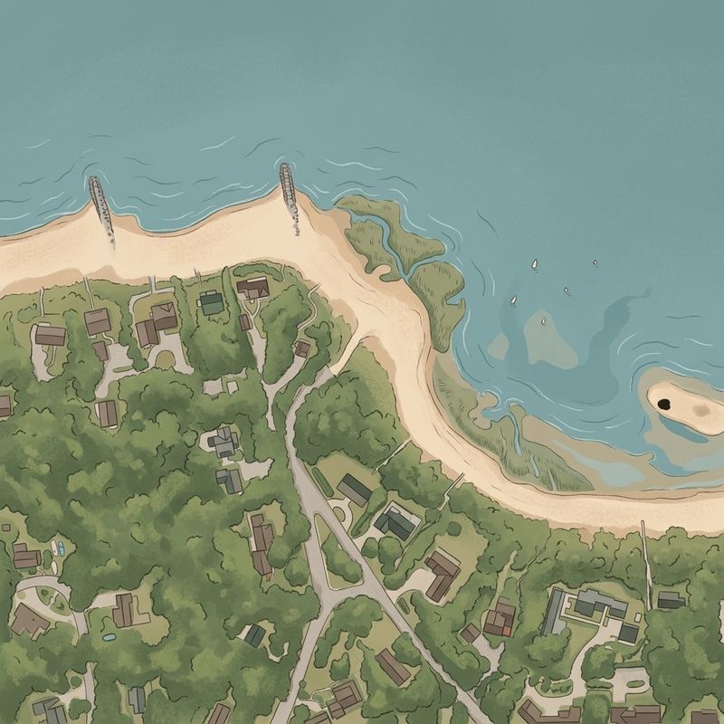 Aerial map of Point of Rocks Landing Beach