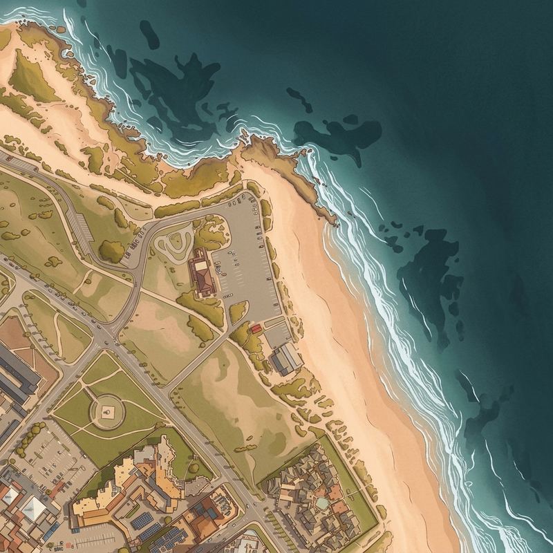 Aerial map of Pollok Beach