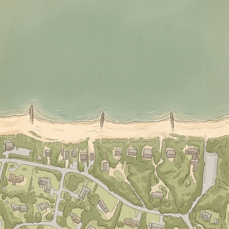 Aerial map of Saints Landing Beach