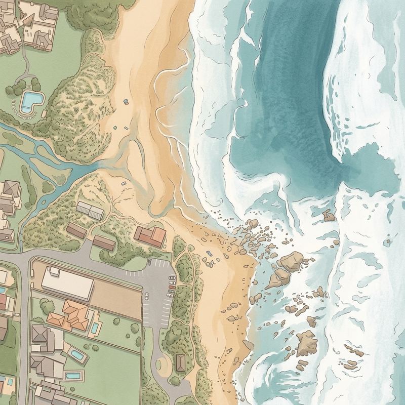 Aerial map of Ski Boat Bay Beach