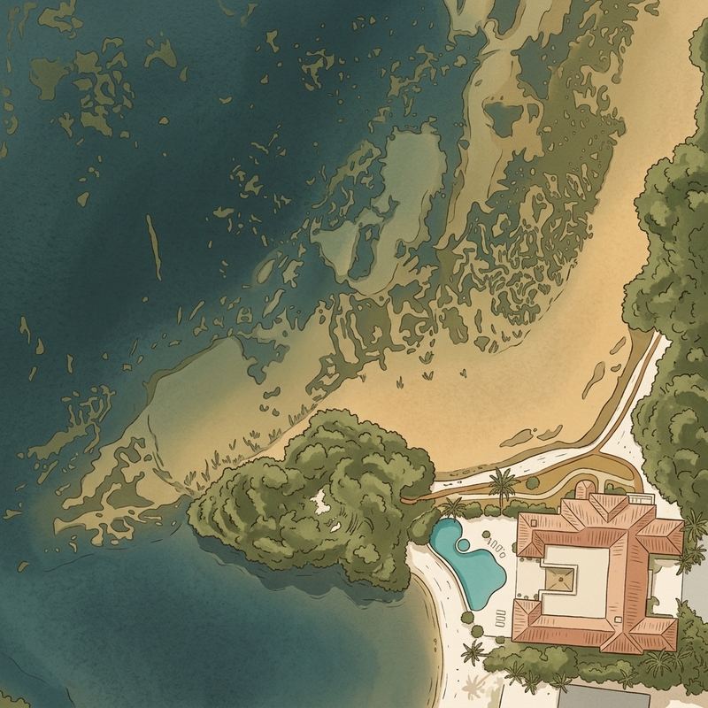 Aerial map of Tahiti Beach