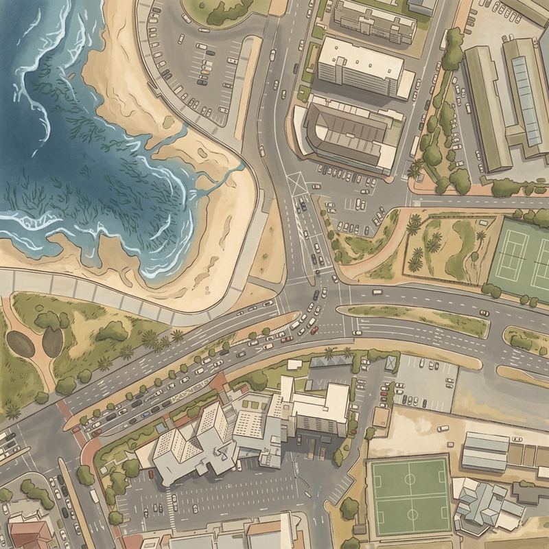 Aerial map of Three Anchor Bay Beach