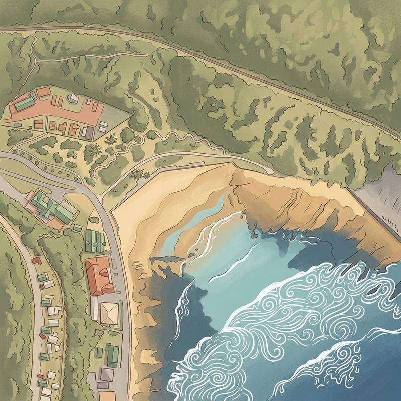 Aerial map of Victoria Bay Beach