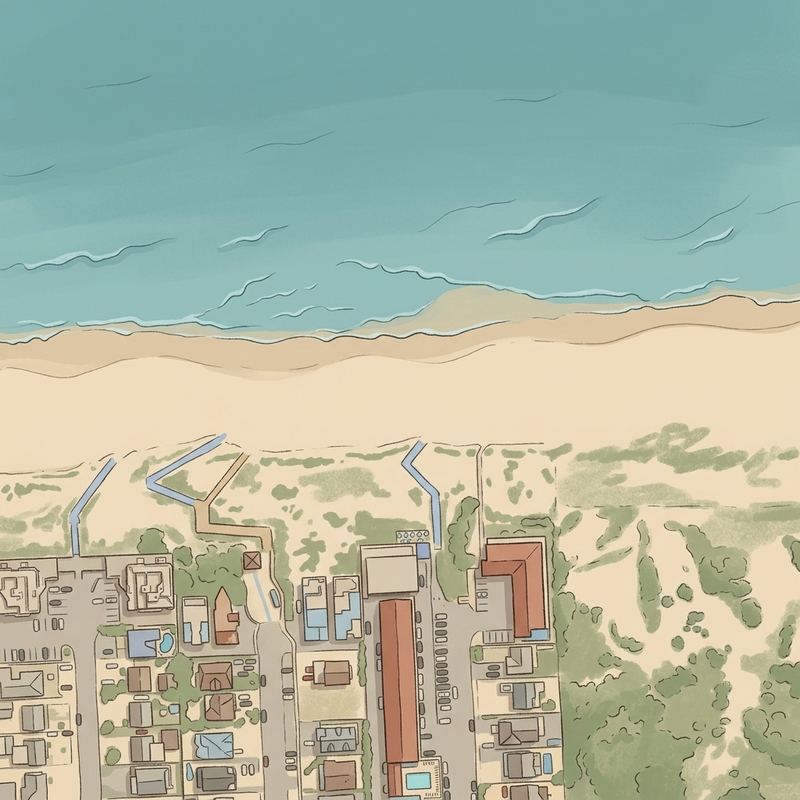 Aerial map of White Sands Beach