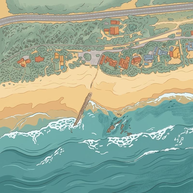 Aerial map of wilderness beach front