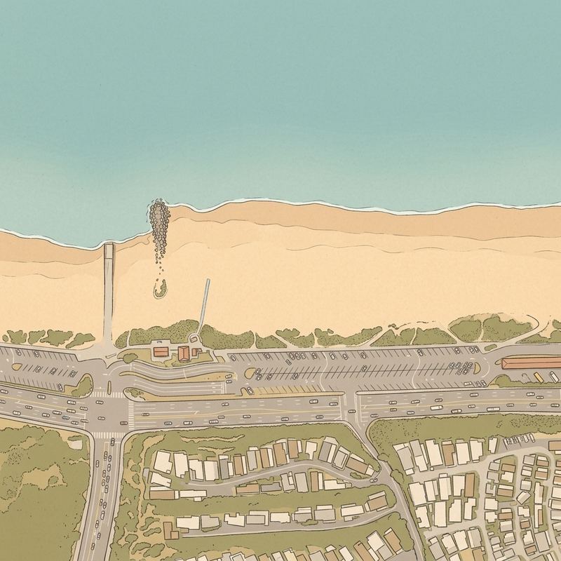 Aerial map of Will Rogers Beach