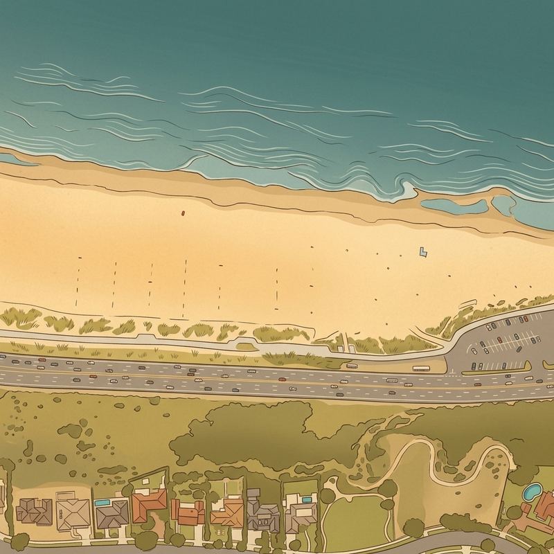 Aerial map of Will Rogers Beach State Park