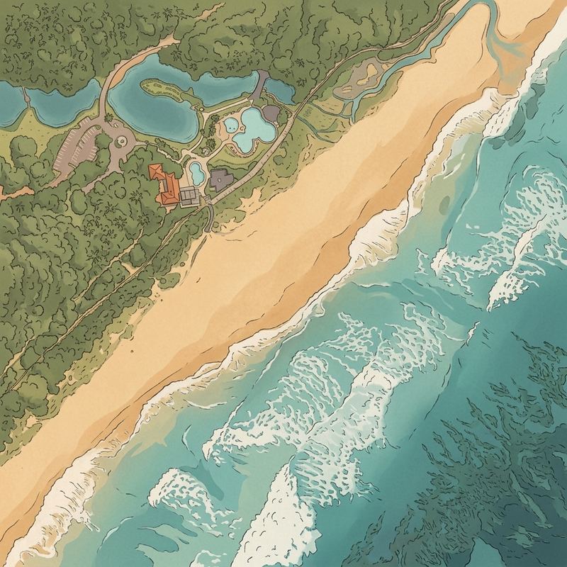 Aerial map of Zimbali Valley of the Pools Beach
